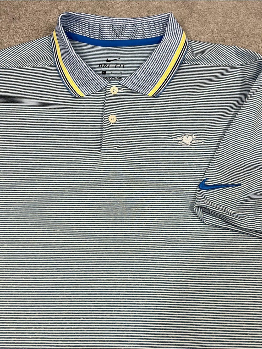 Nike golf Disney Cruise Line Mickey Mouse Golf Shirt Men’s Size Large Striped